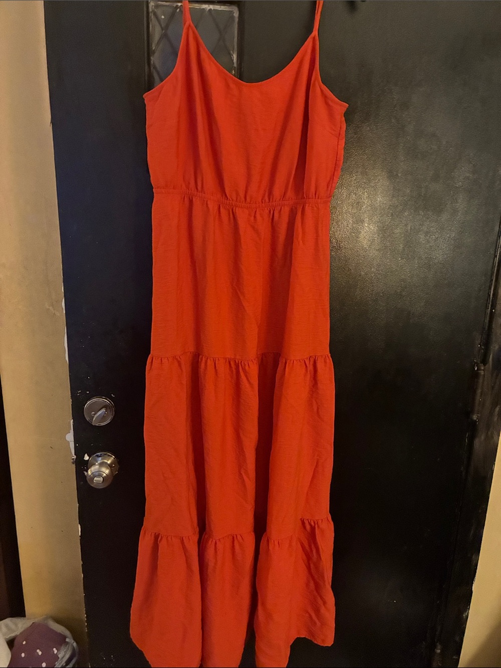 Nine West Orange Tiered Maxi Dress with Spaghetti Straps